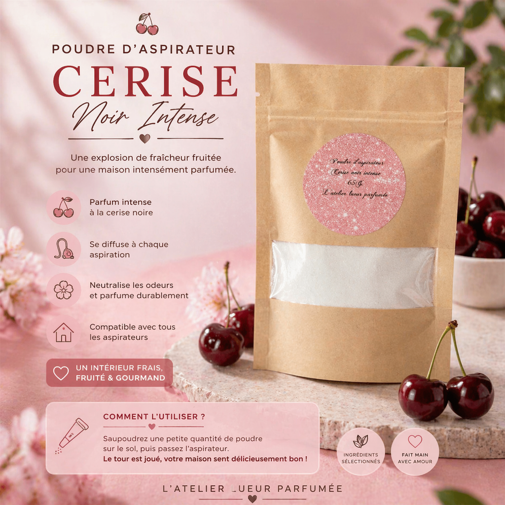 Poudre d’aspirateur cerise noir intense 65G